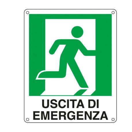Cartello alluminio 25x31 USCITA MERGENZA DX