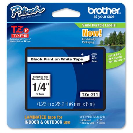 Nastro Brother TZe-211 6mm ne/bia