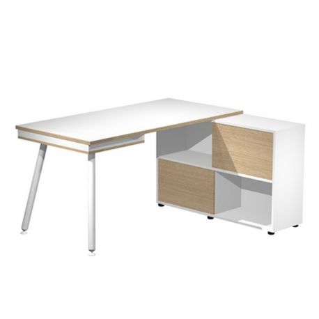 Workstation MAXI 160x80xh81cm gambe met. bia/rov.