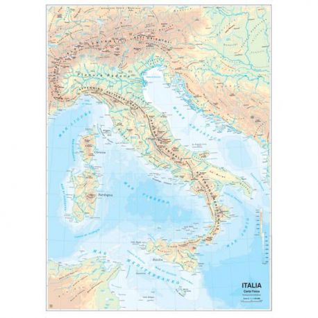 Carta murale Italia fis/pol. 97x134