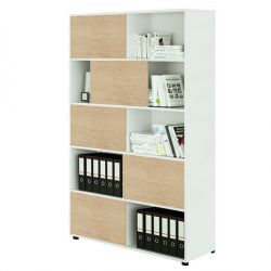 Libreria Tetris 5 ante scorr. 120x35x191h bia/rov